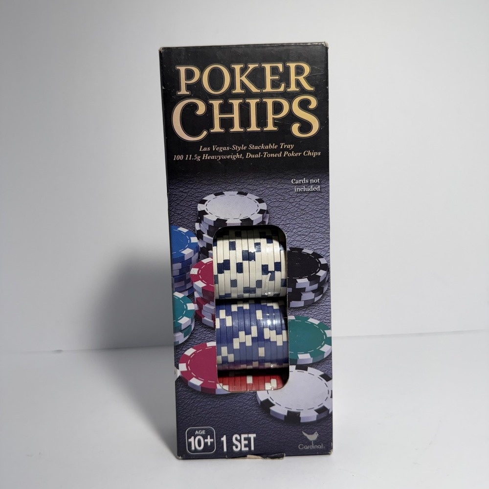 Cardinal Poker Chips Set 100 Heavyweight 11.5g Dual-Toned Chips with Tray